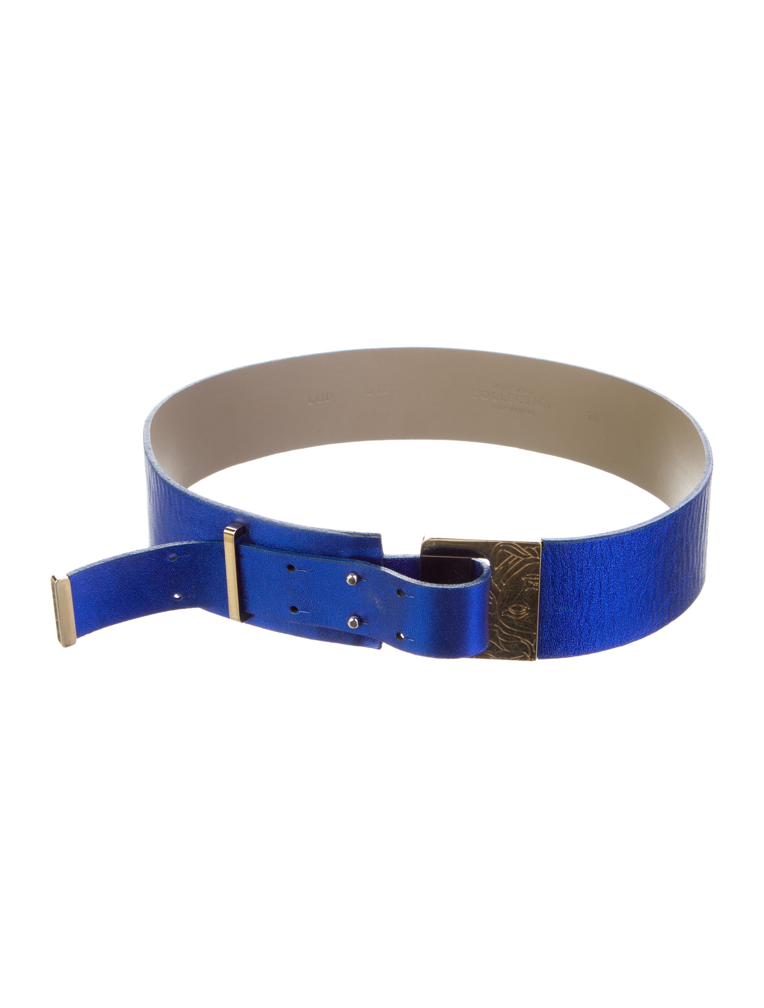 Versace Collection Leather Belt Blue Belts, Accessories WV933750 The RealReal