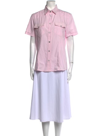 Versace Collection Short Sleeve Button-Up Top