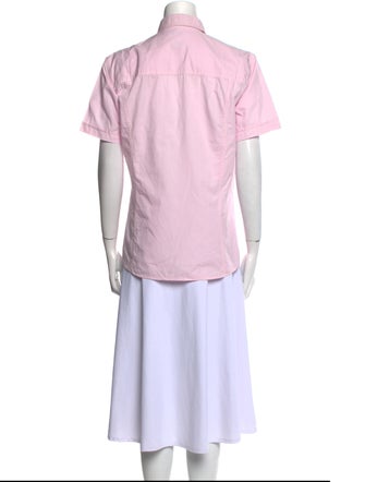 Versace Collection Short Sleeve Button-Up Top