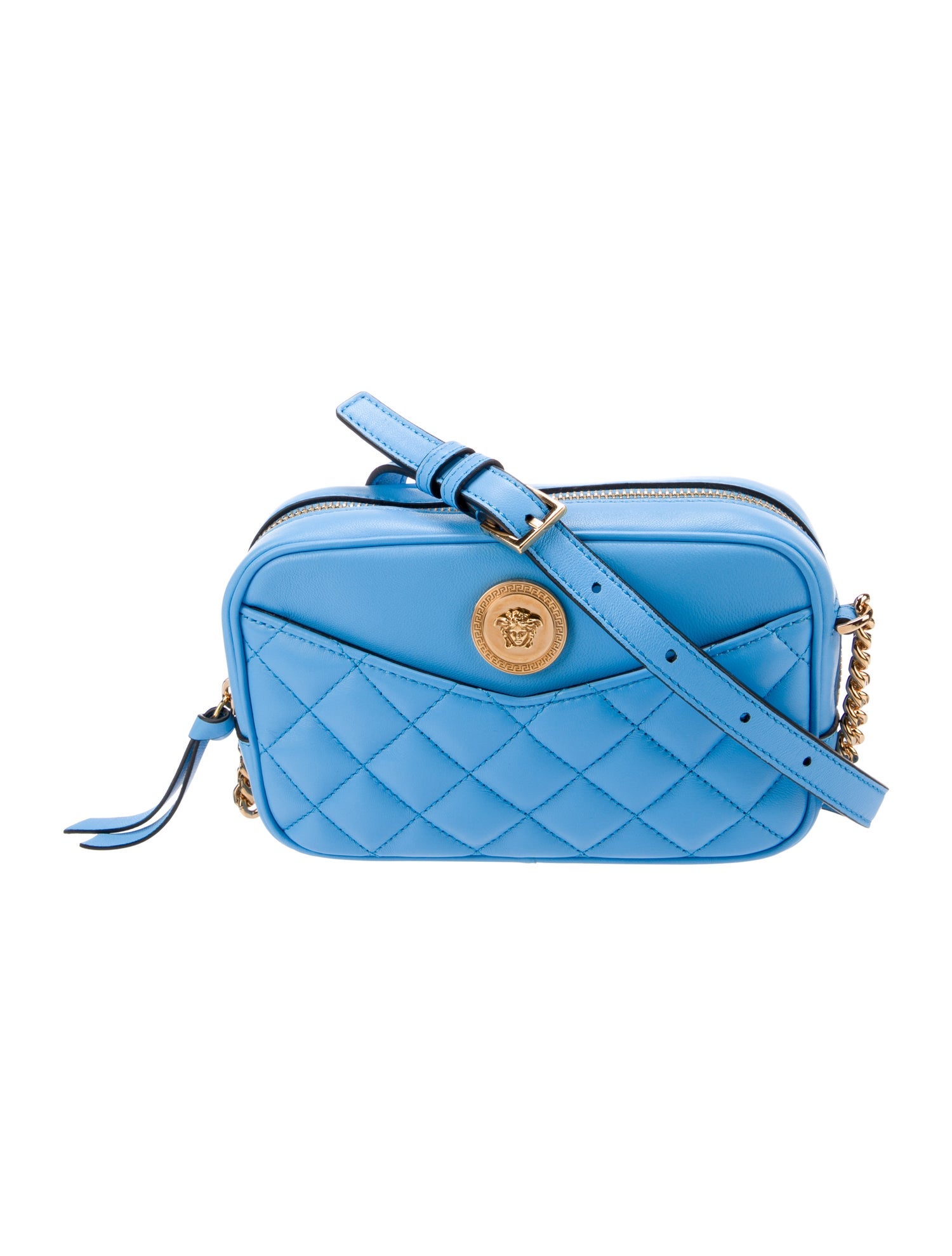 Versace Quilted Leather Crossbody Bag Blue Crossbody Bags, Handbags