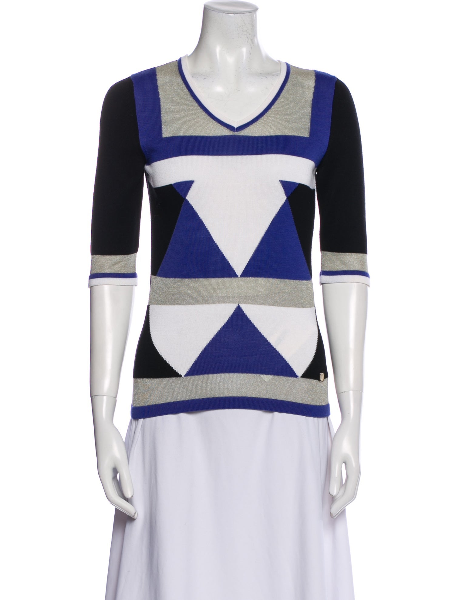 Versace Collection Printed V-Neck Top