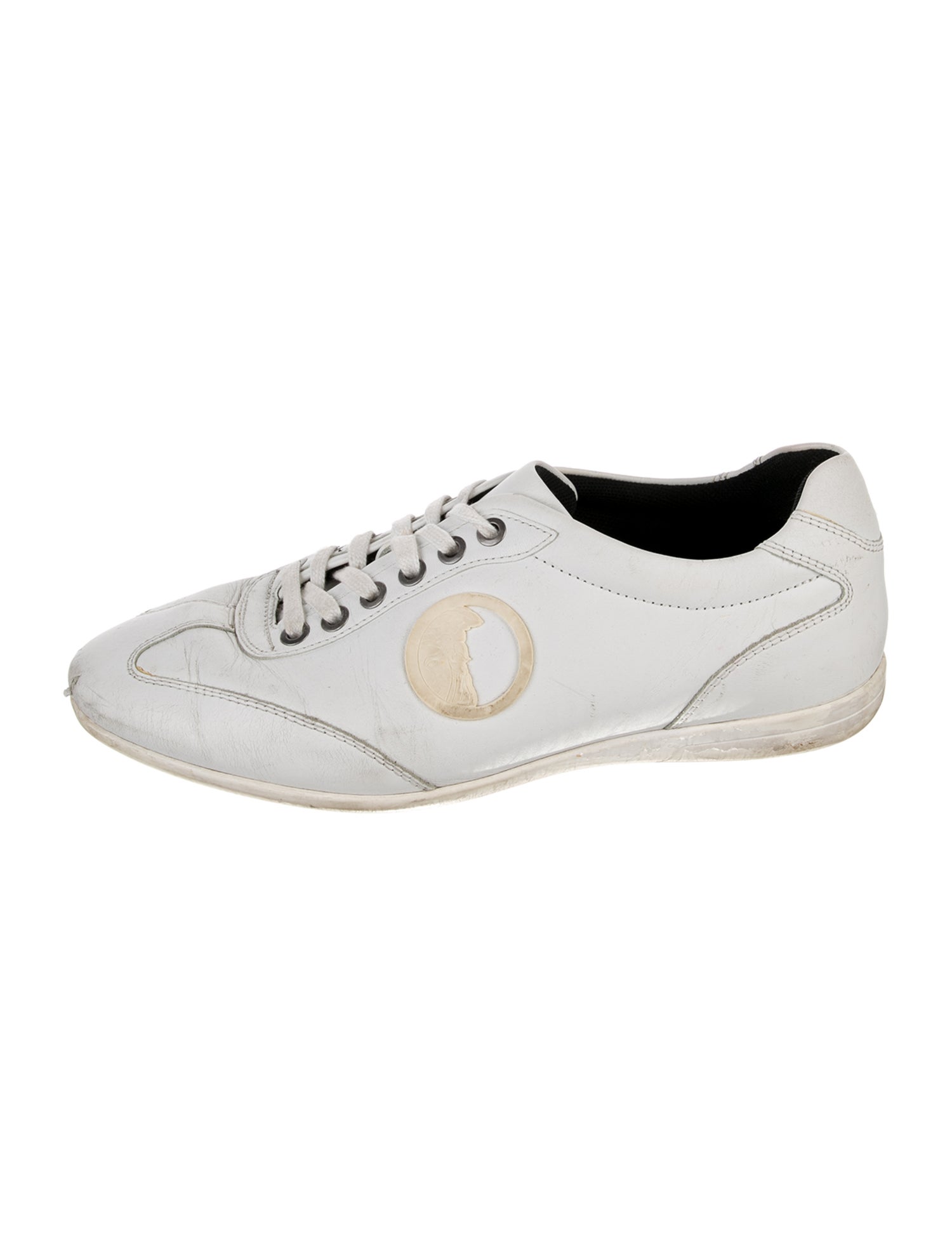 Versace Collection Leather Leather Trim Embellishment Sneakers