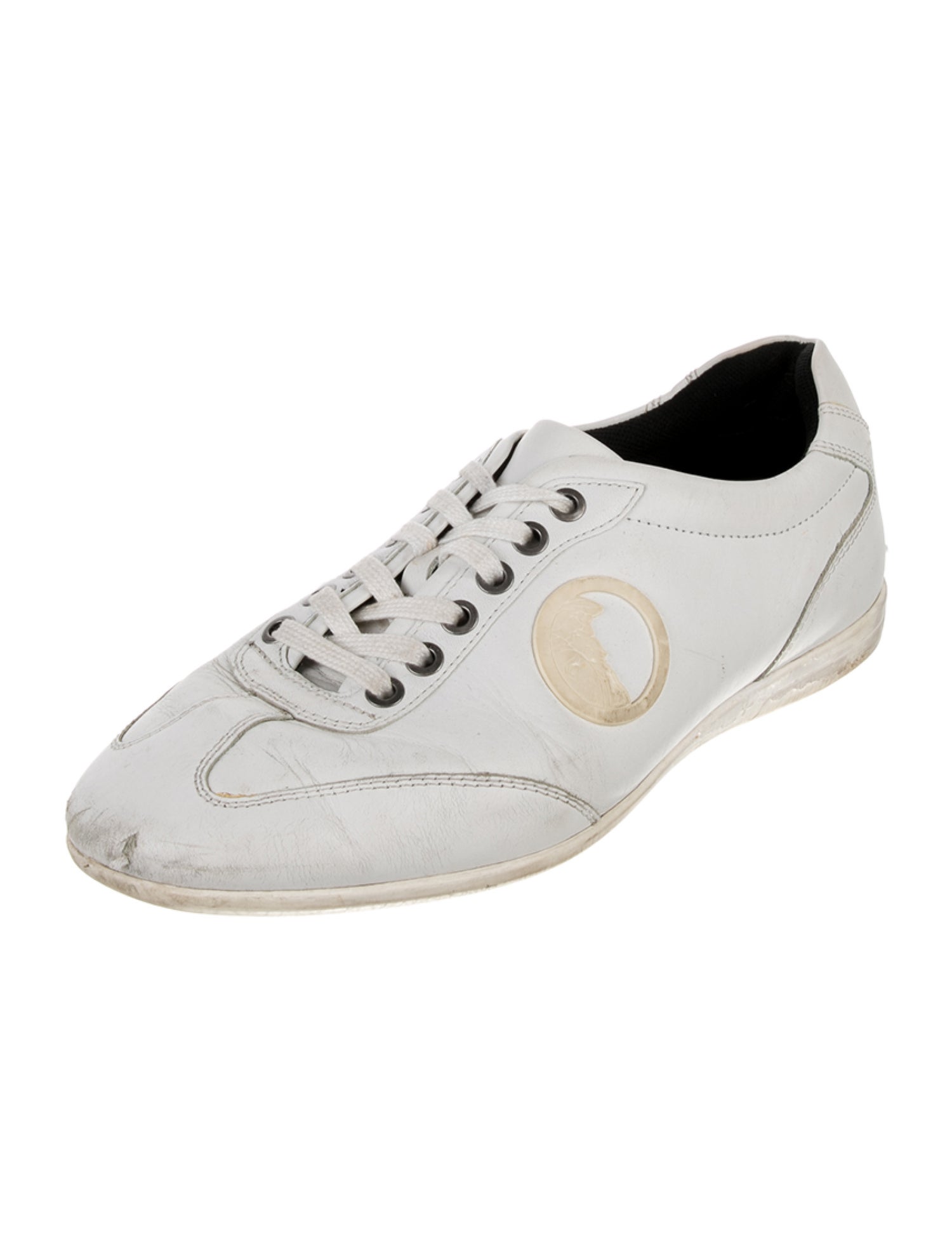 Versace Collection Leather Leather Trim Embellishment Sneakers