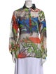 Versace Collection Printed Long Sleeve Button-Up Top