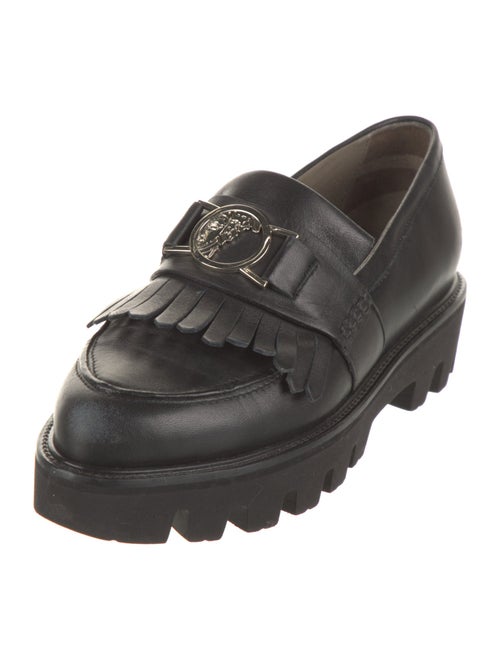 Versace Collection Leather Fringe Trim Accent Loafers