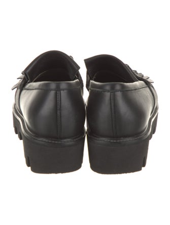 Versace Collection Leather Fringe Trim Accent Loafers