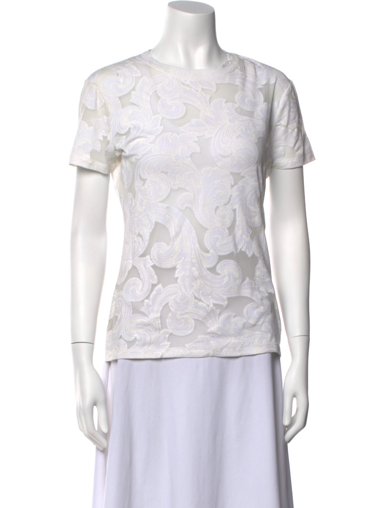Versace Collection Lace Pattern Bateau Neckline T-Shirt
