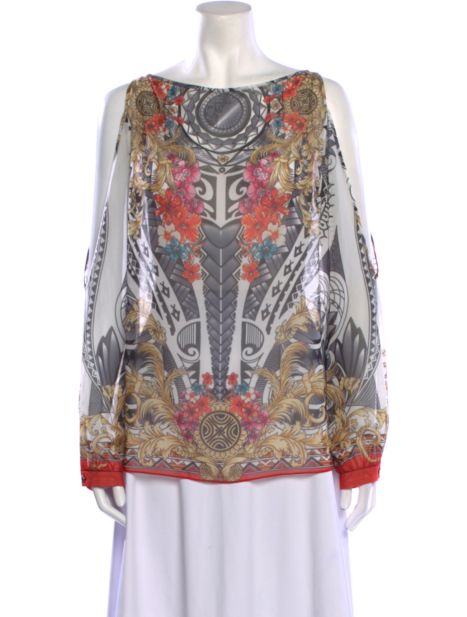 Versace Collection Printed Bateau Neckline Tunic w/ Tags