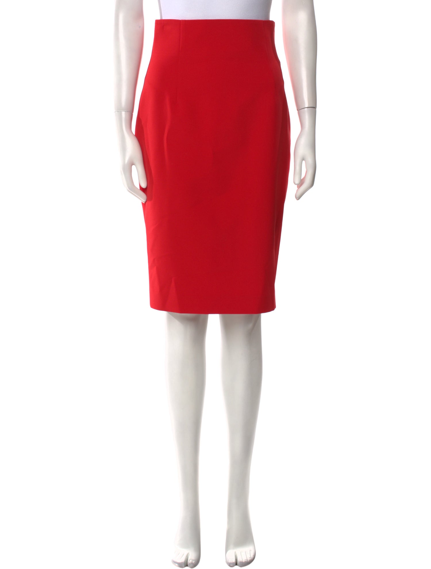 Versace Collection Leather Trim Embellishment Knee-Length Skirt