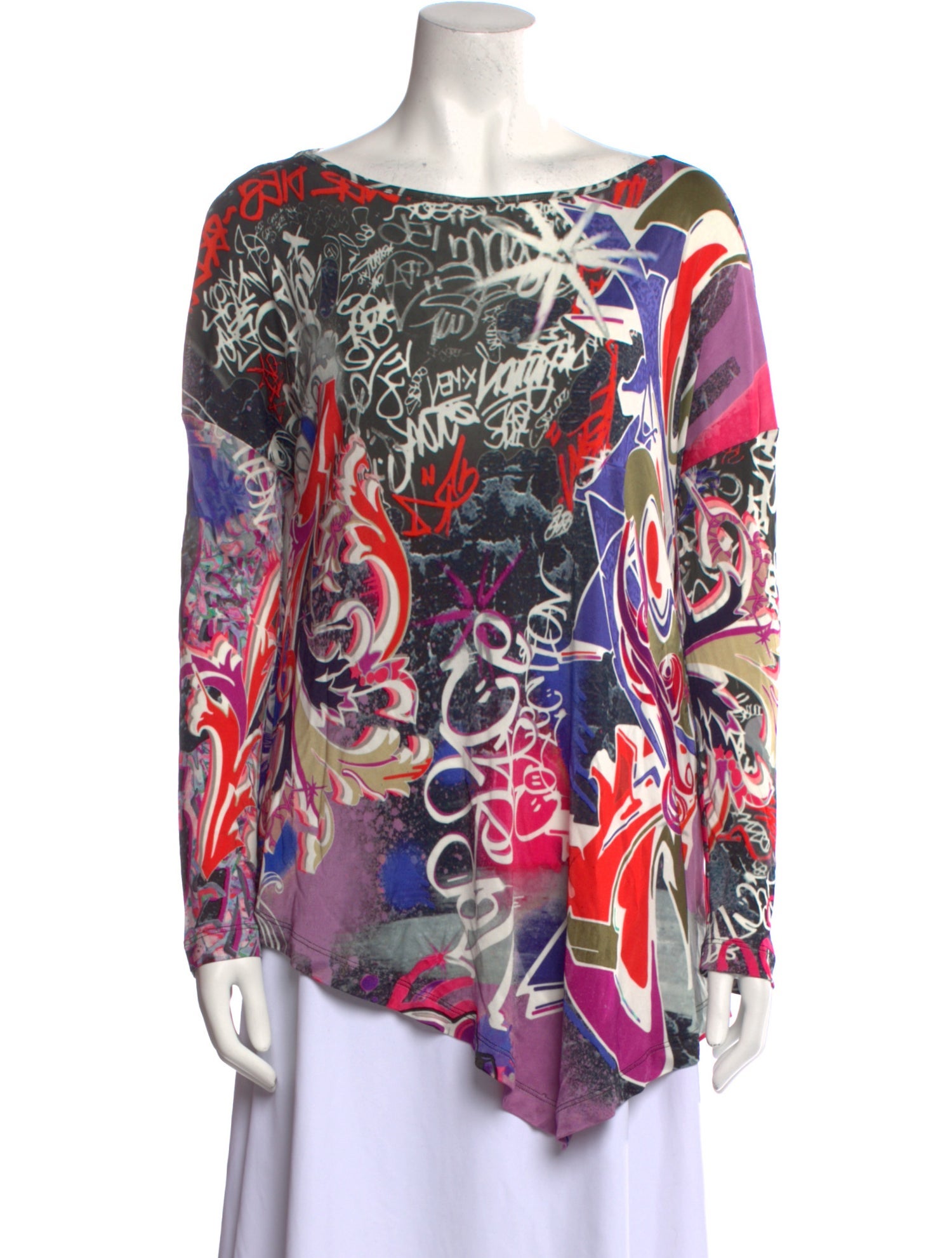 Versace Collection Floral Print Bateau Neckline Tunic