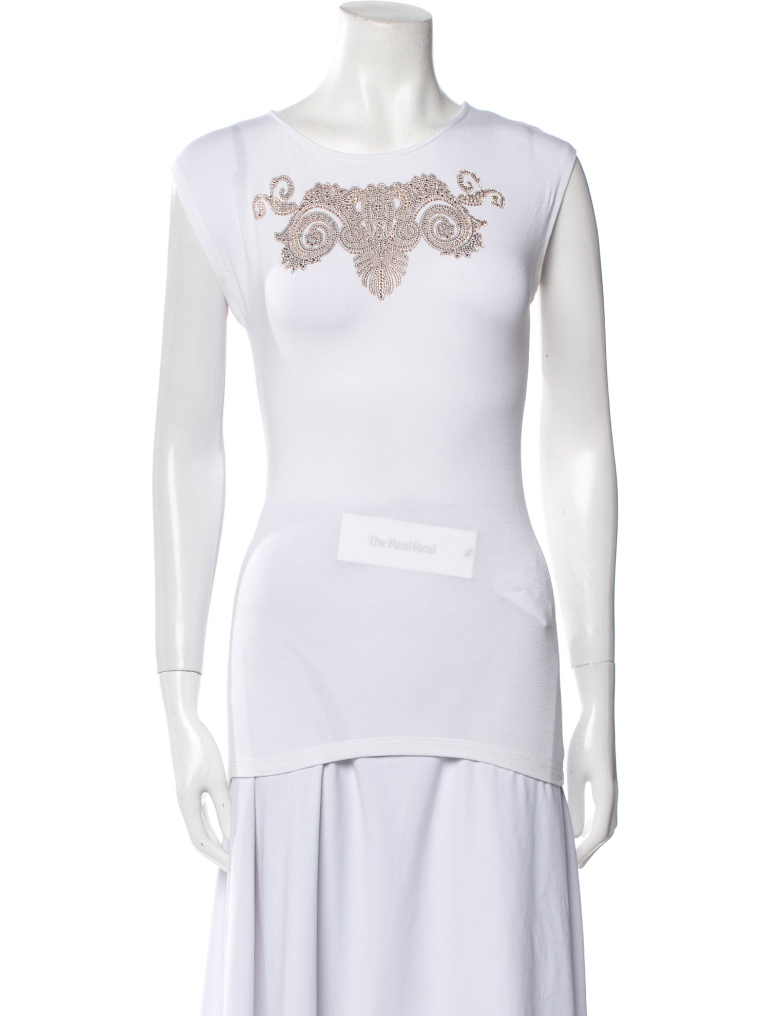 Versace Collection Graphic Print Scoop Neck Top