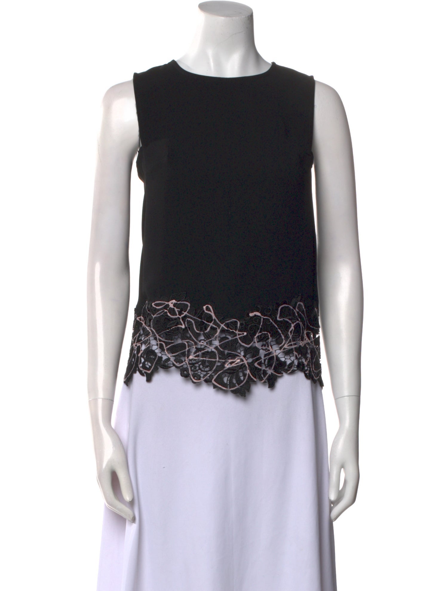 Versace Collection Lace Pattern Crew Neck Crop Top