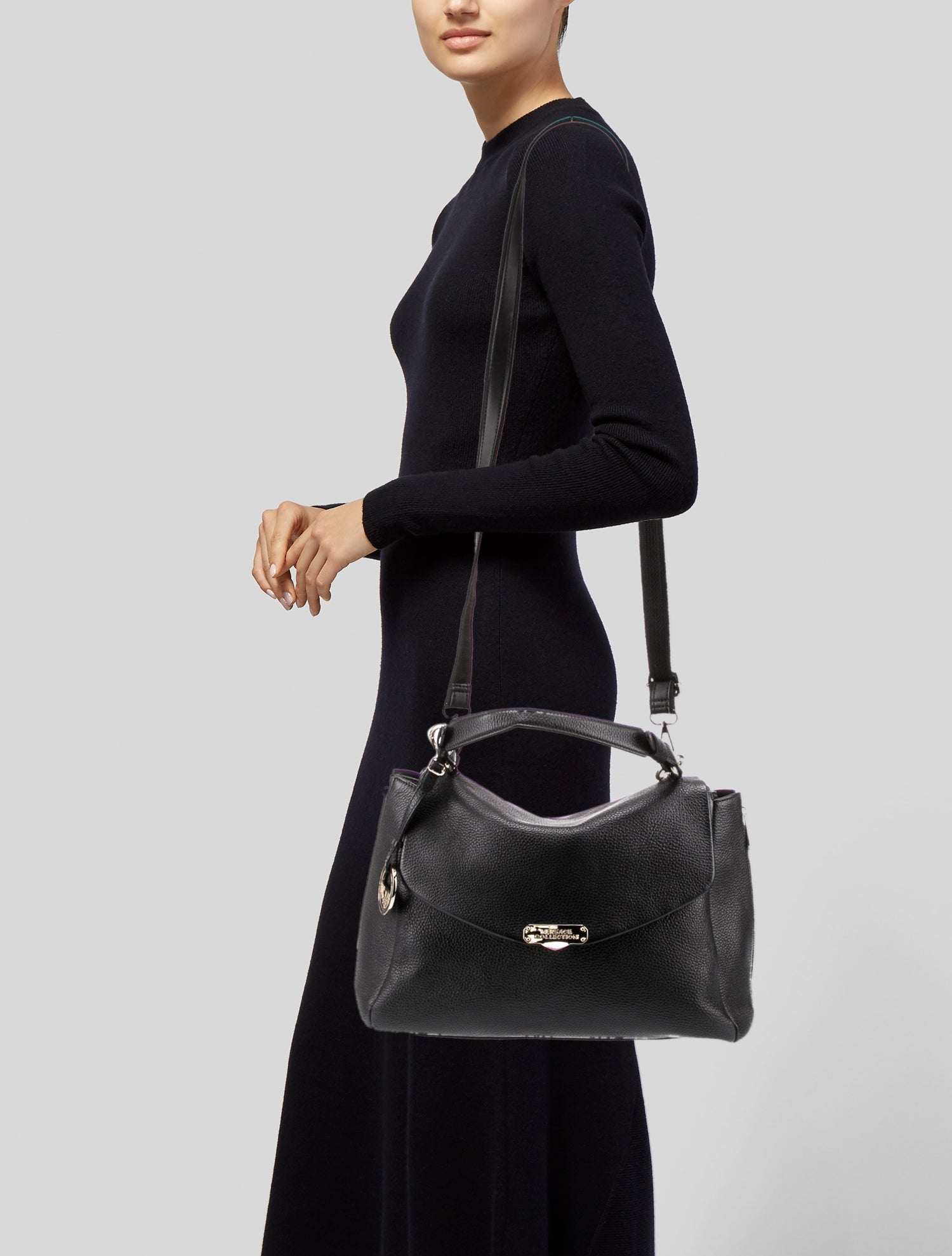 Versace Collection Leather Top Handle Bag