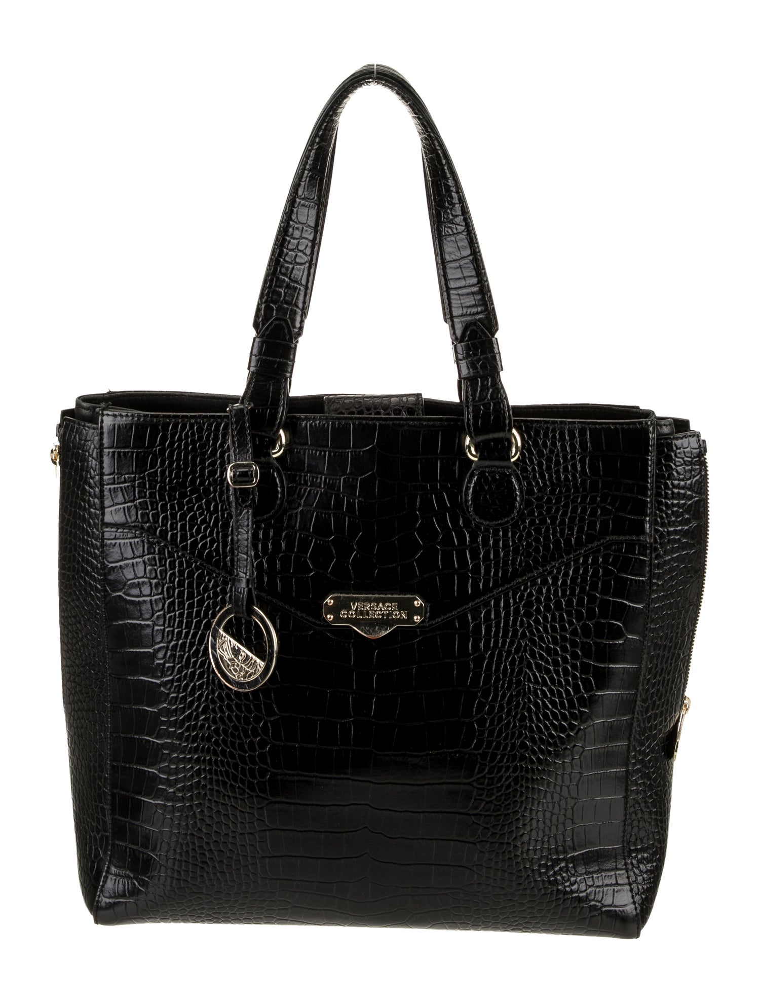 Versace Collection Embossed Leather Top Handle Bag