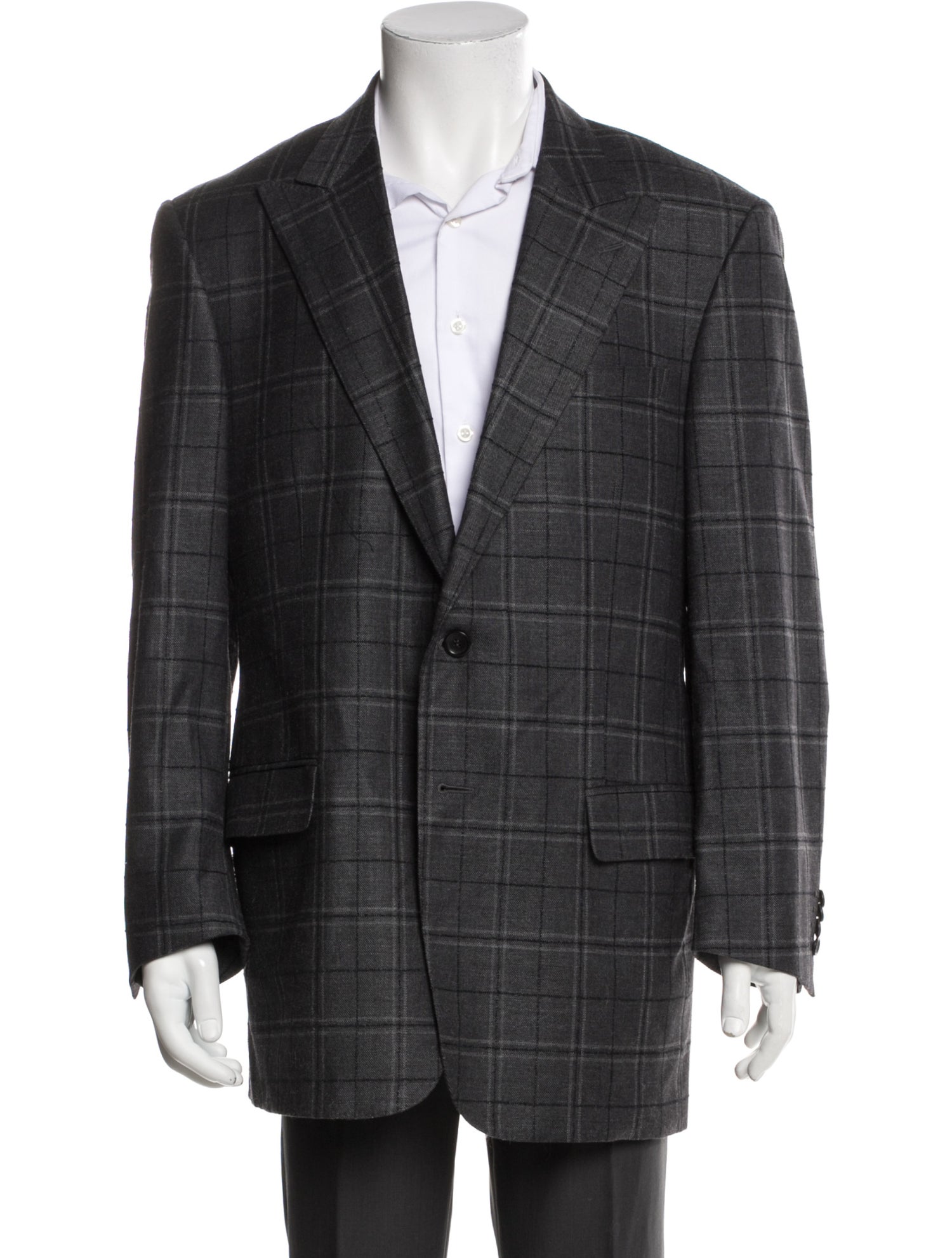 Versace Collection Wool Plaid Print Blazer
