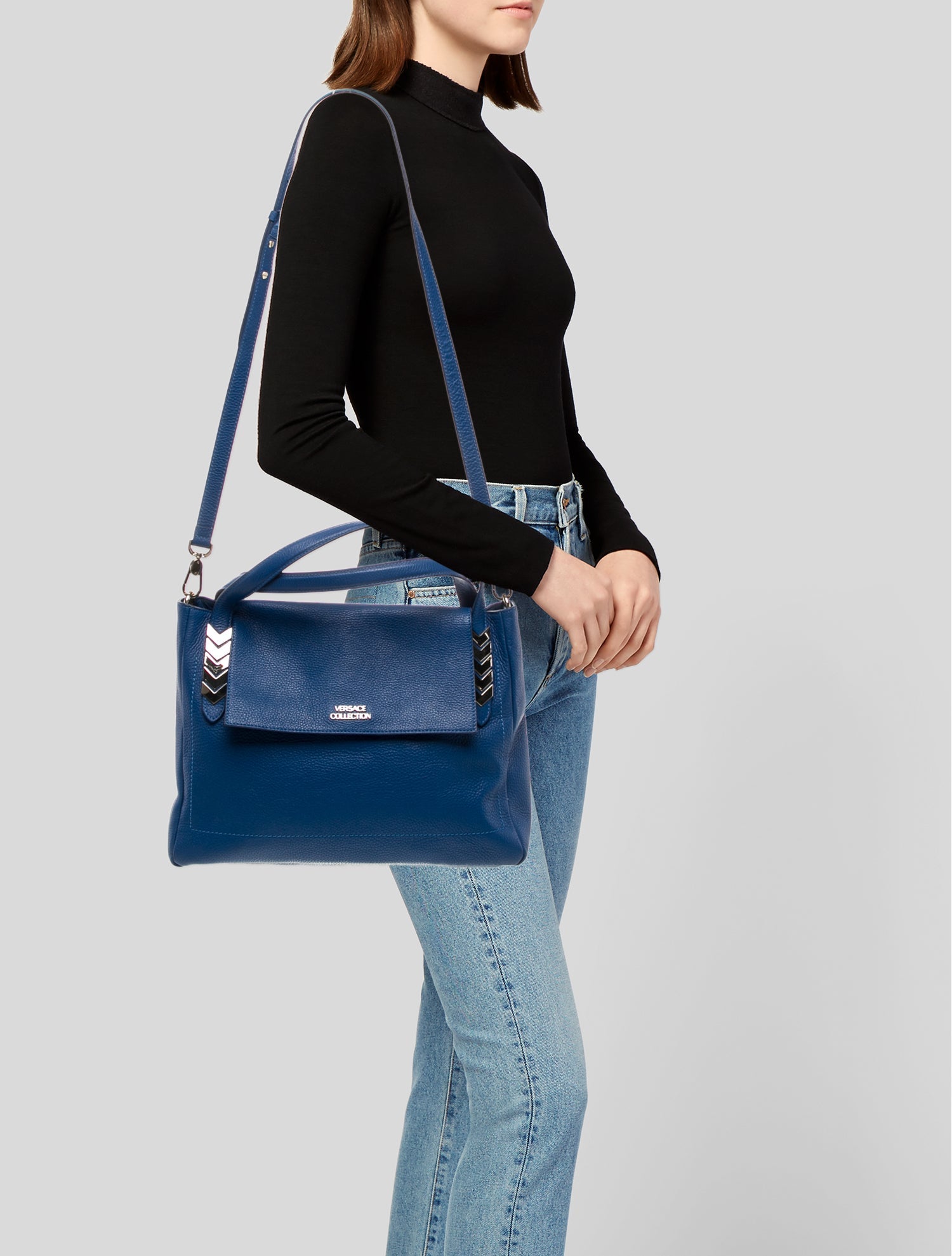 Versace Collection Leather Top Handle Bag