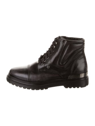 Versace Collection Leather Combat Boots