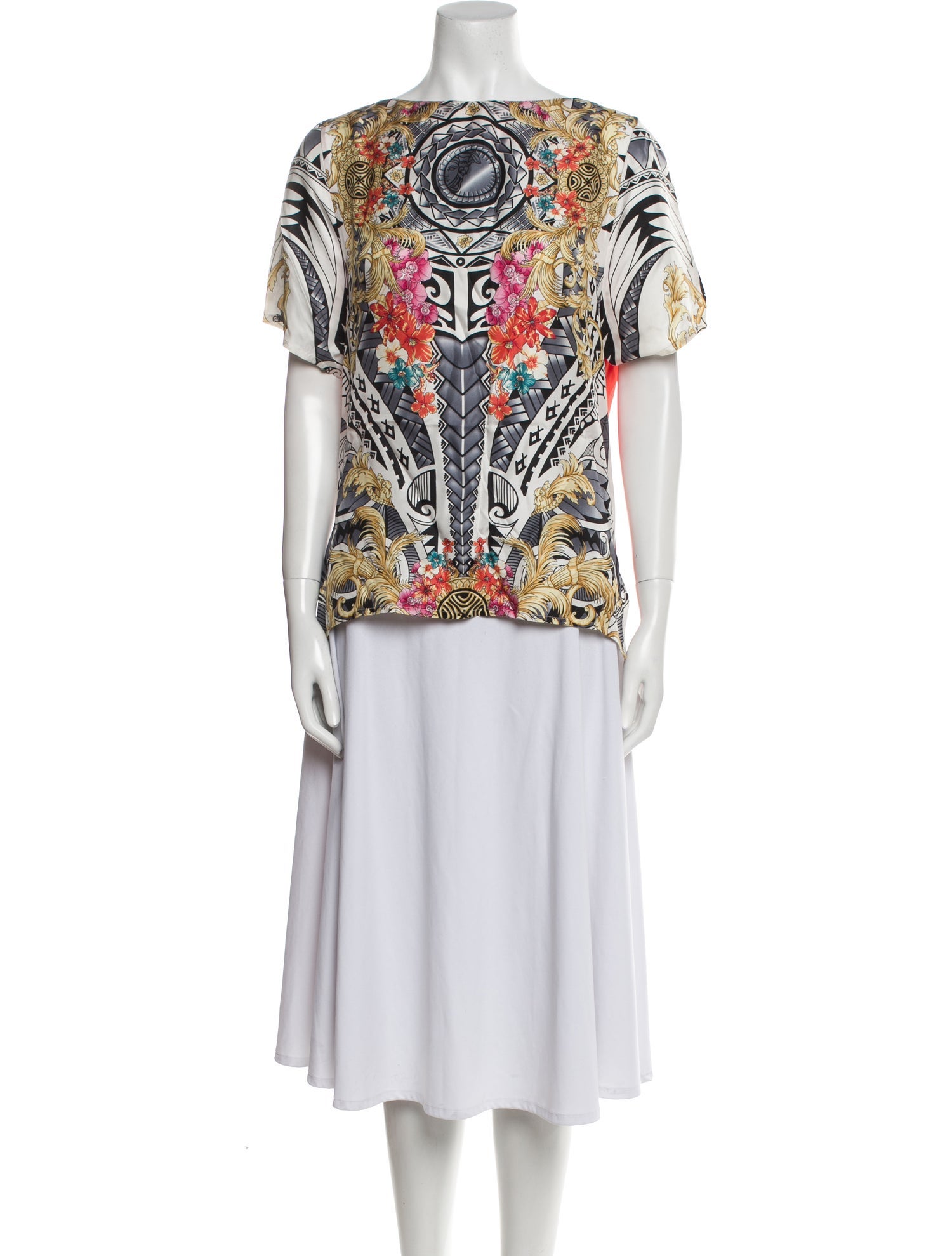 Versace Collection Printed Bateau Neckline Tunic