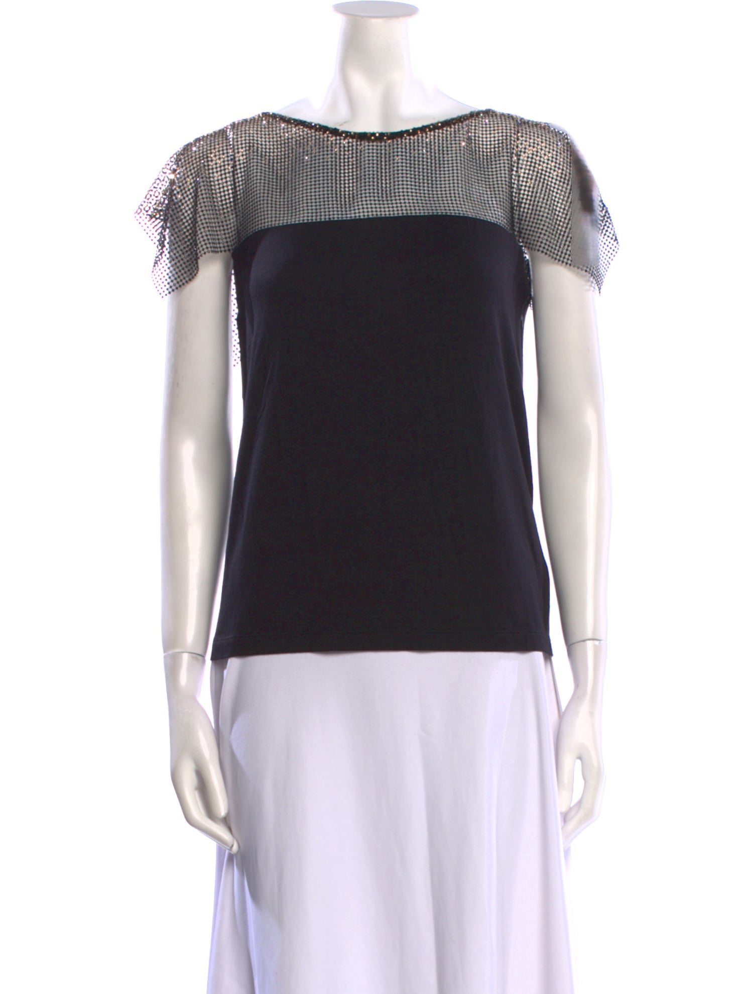 Versace Collection Bateau Neckline Short Sleeve Top