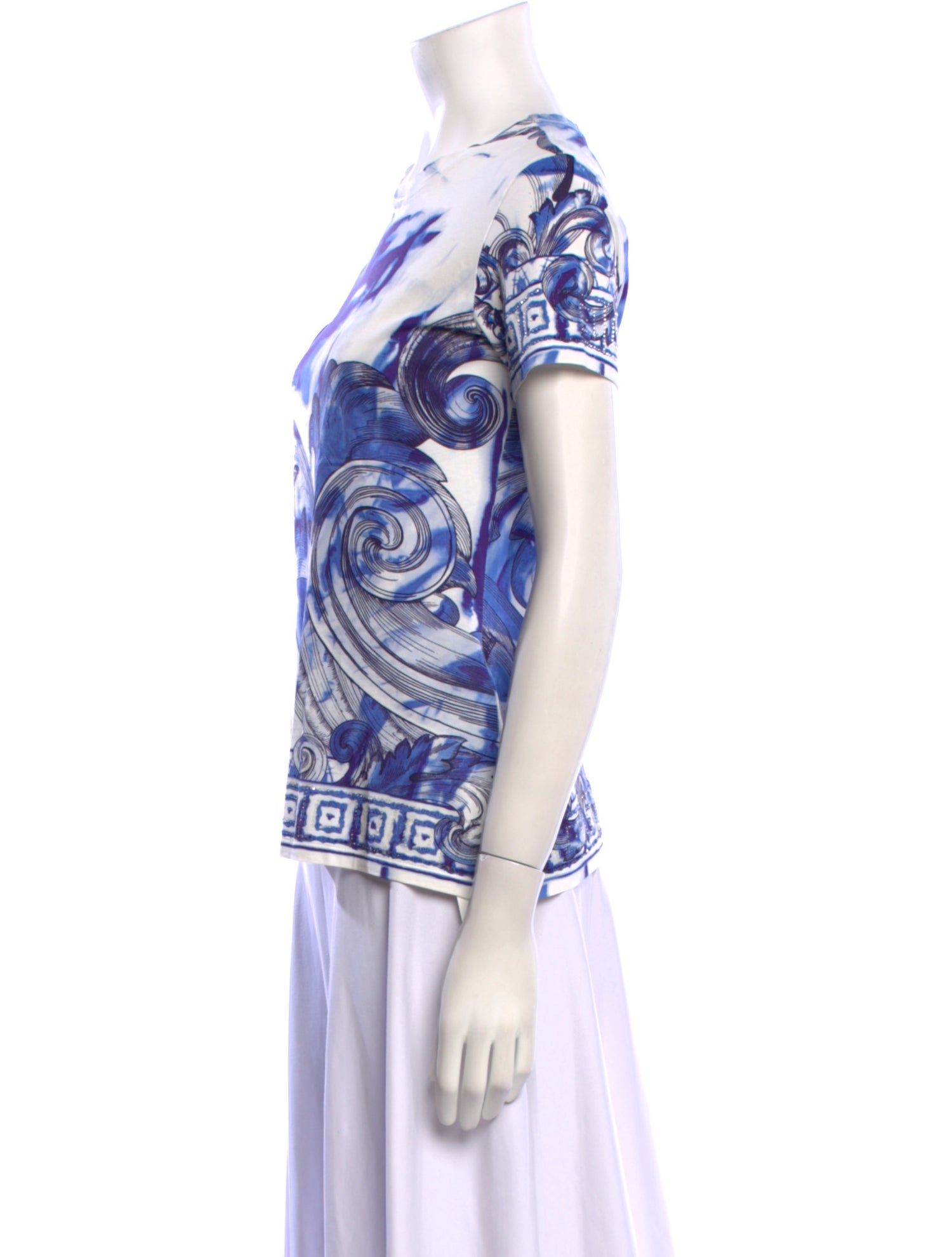 Versace Collection Printed Bateau Neckline T-Shirt