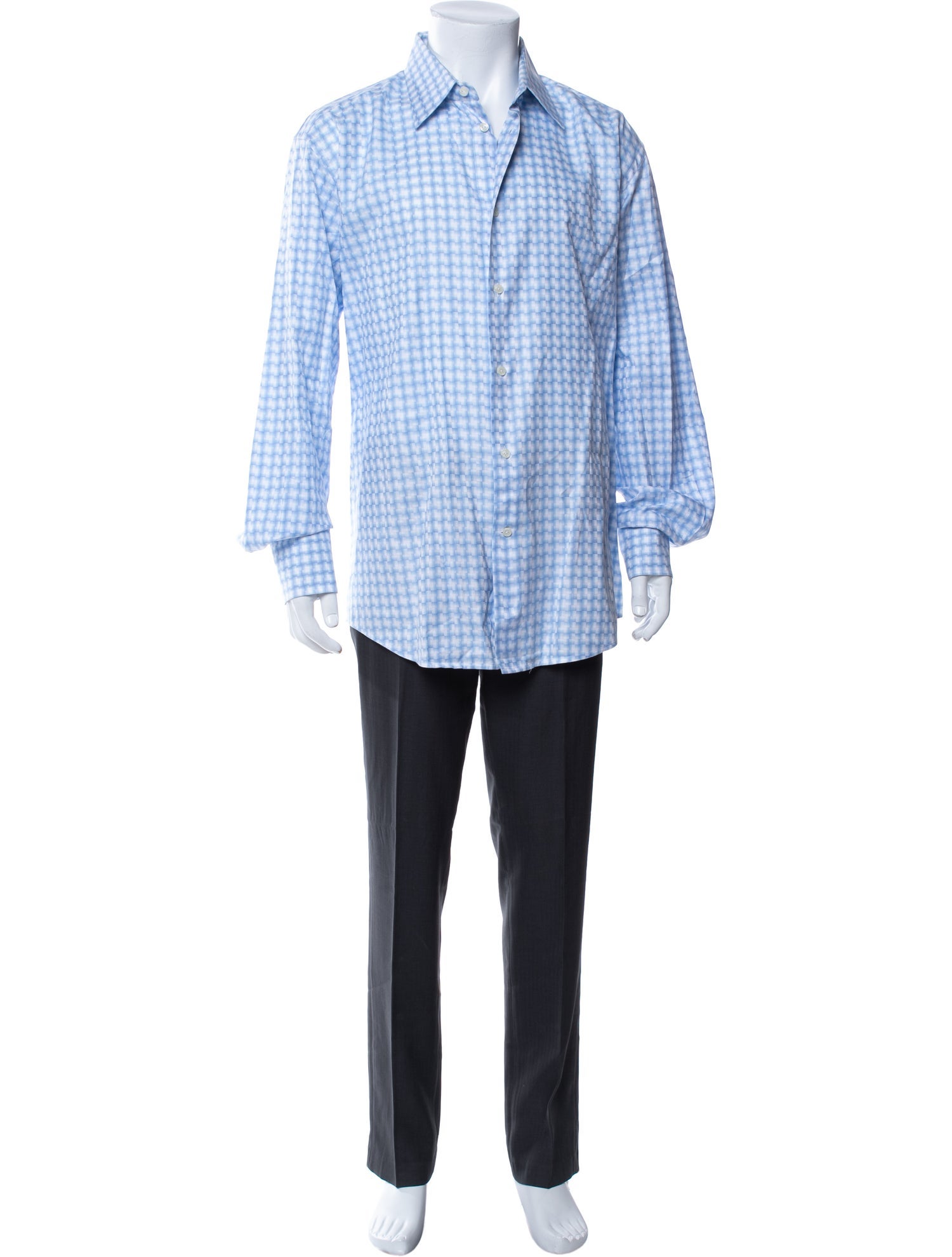 Versace Collection Plaid Print Long Sleeve Shirt