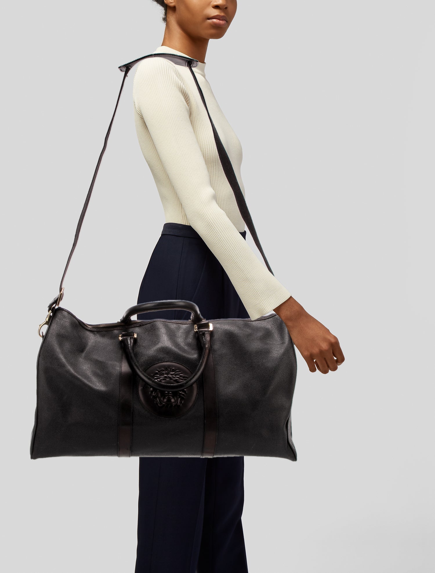 Versace Collection Leather Weekender Bag