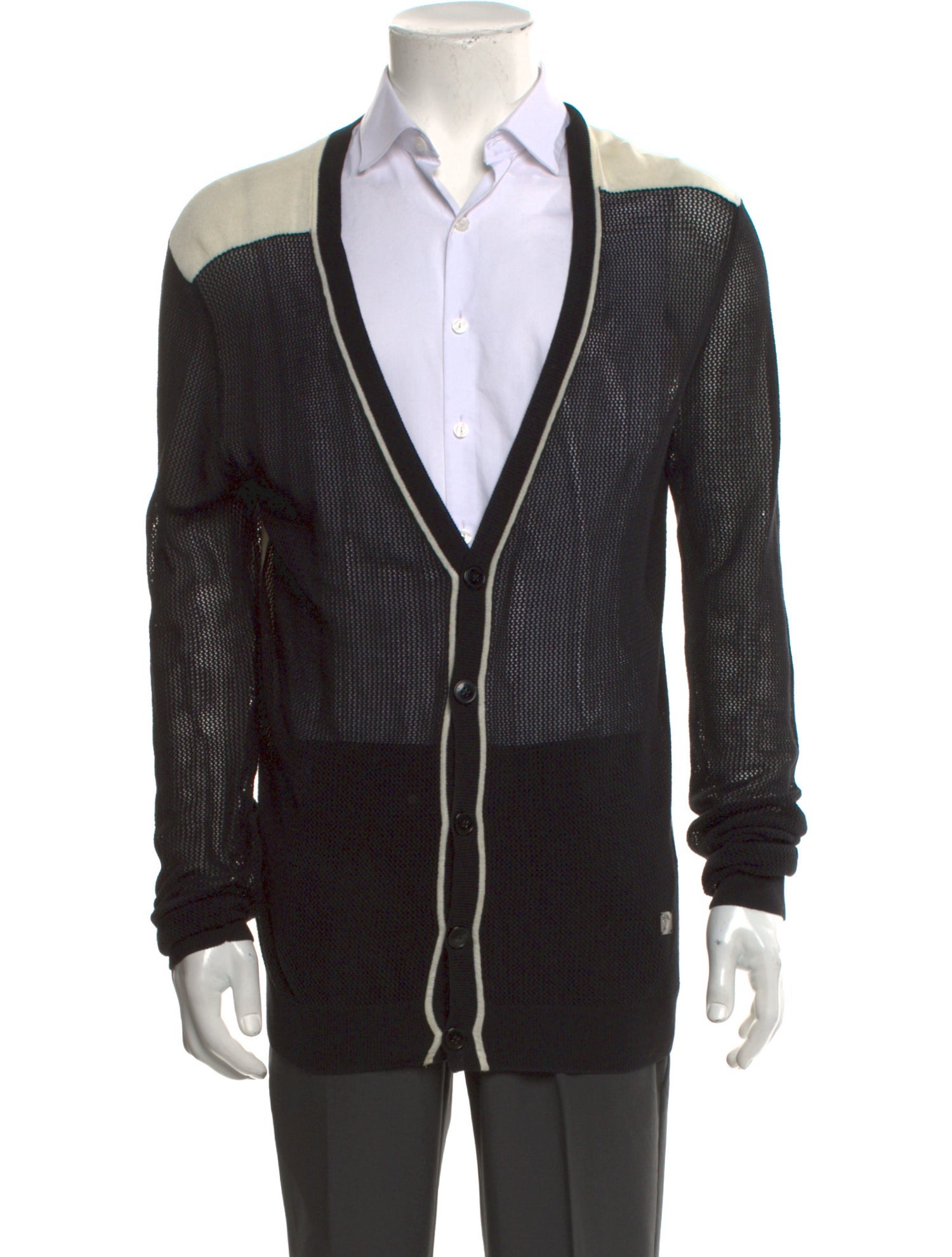 Versace Collection Striped V-Neck Cardigan