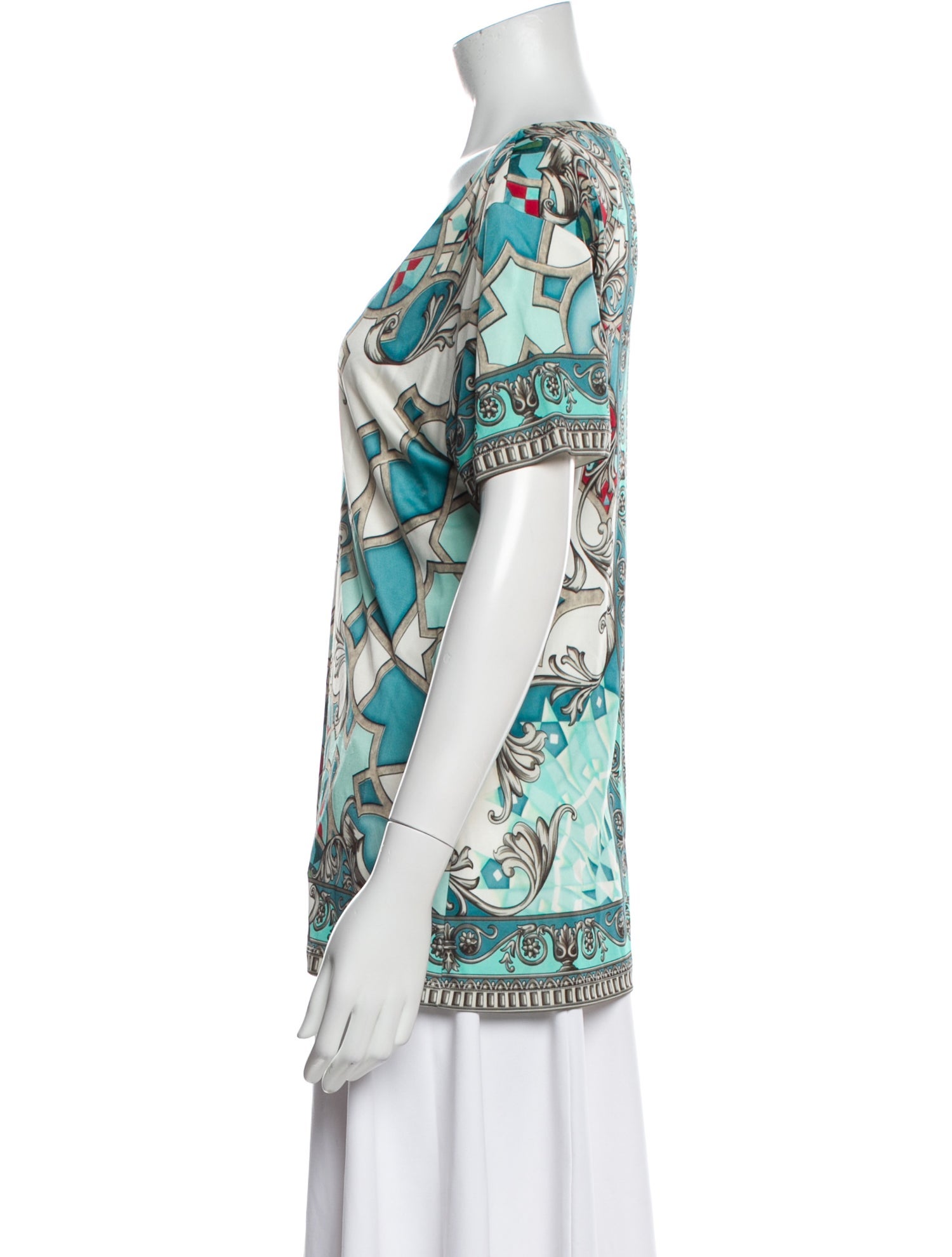 Versace Collection Printed Cowl Neck T-Shirt