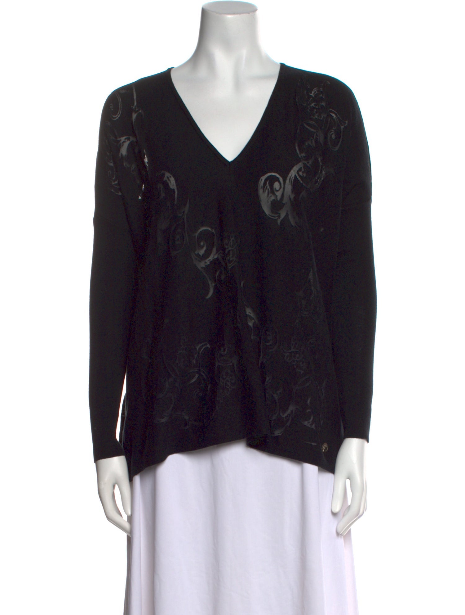 Versace Collection Printed V-Neck Sweater