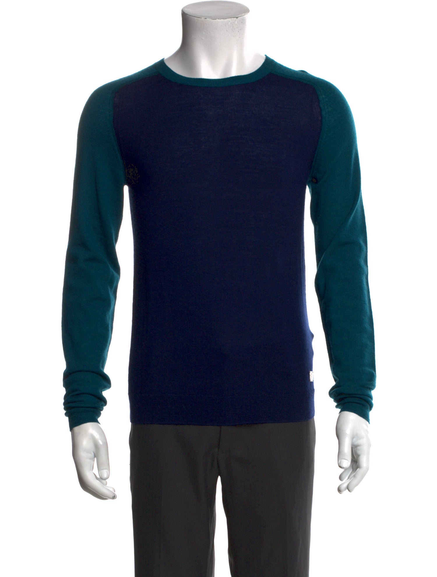 Versace Collection Virgin Wool Colorblock Pattern Pullover