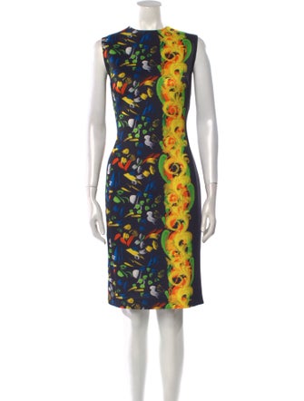 Versace Collection Floral Print Knee-Length Dress