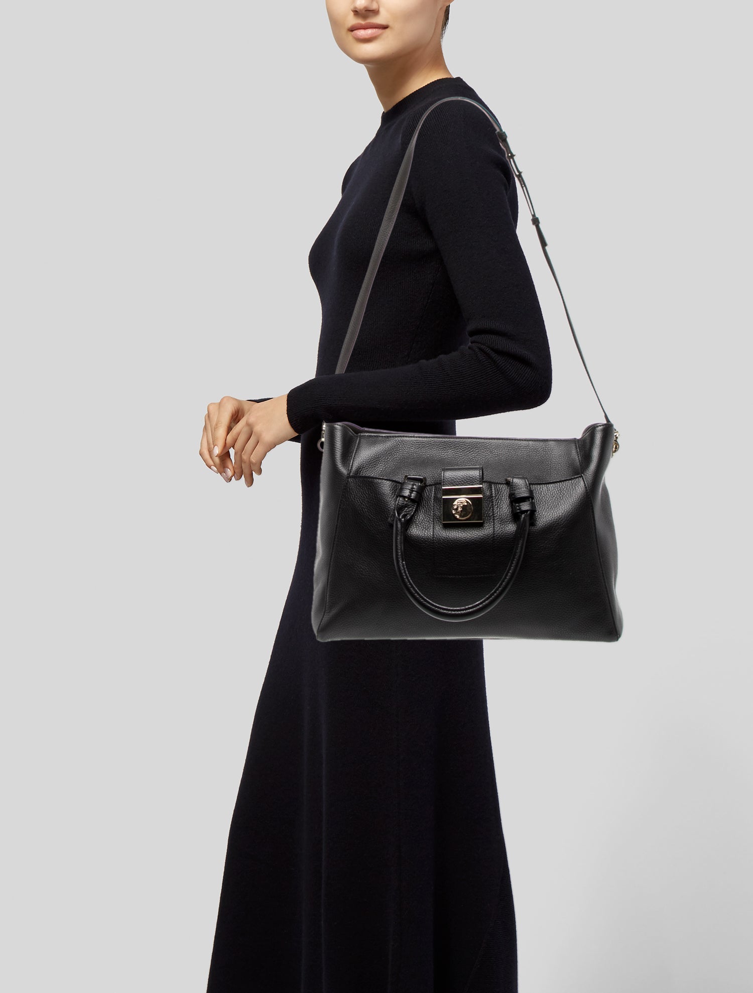 Versace Collection Leather Top Handle Bag