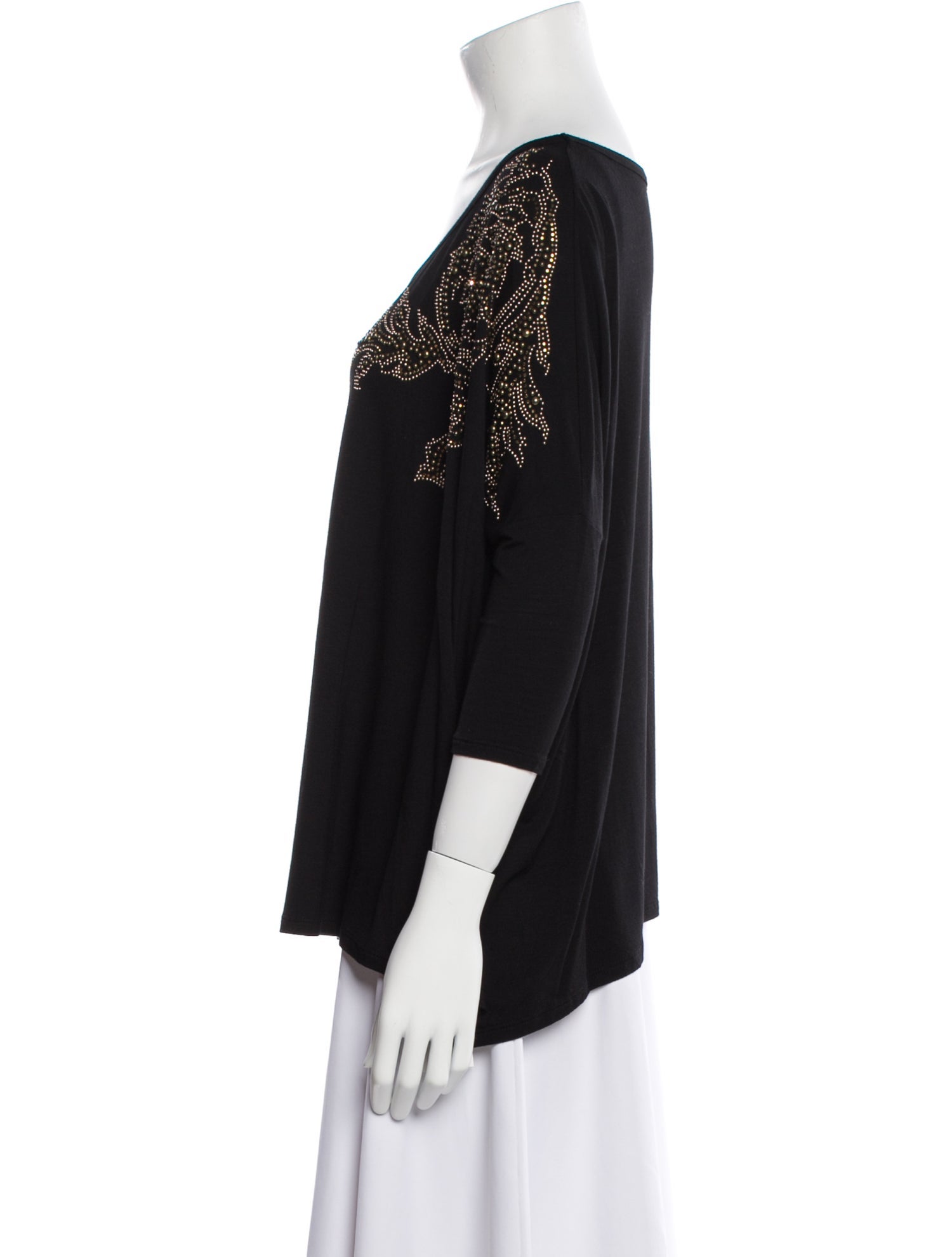 Versace Collection Scoop Neck Three-Quarter Sleeve Blouse