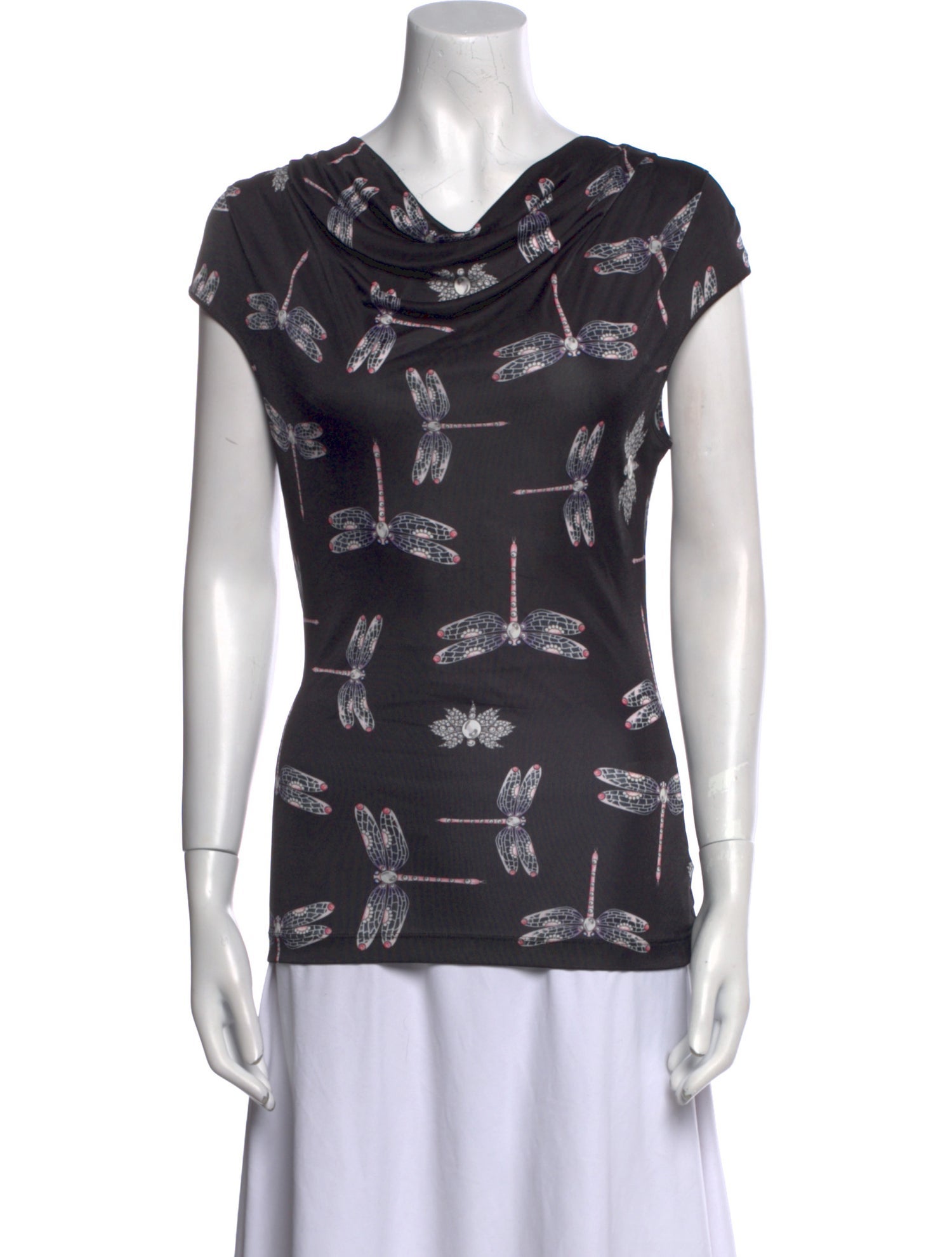 Versace Collection Printed Cowl Neck Top