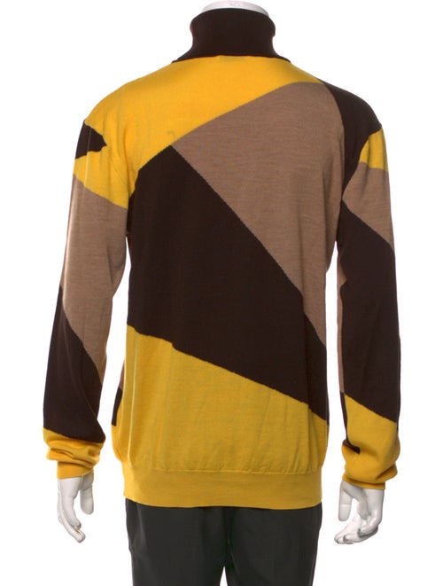 Versace Collection Merino Wool Colorblock Pattern Pullover