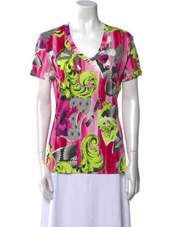 Versace Collection Printed V-Neck T-Shirt