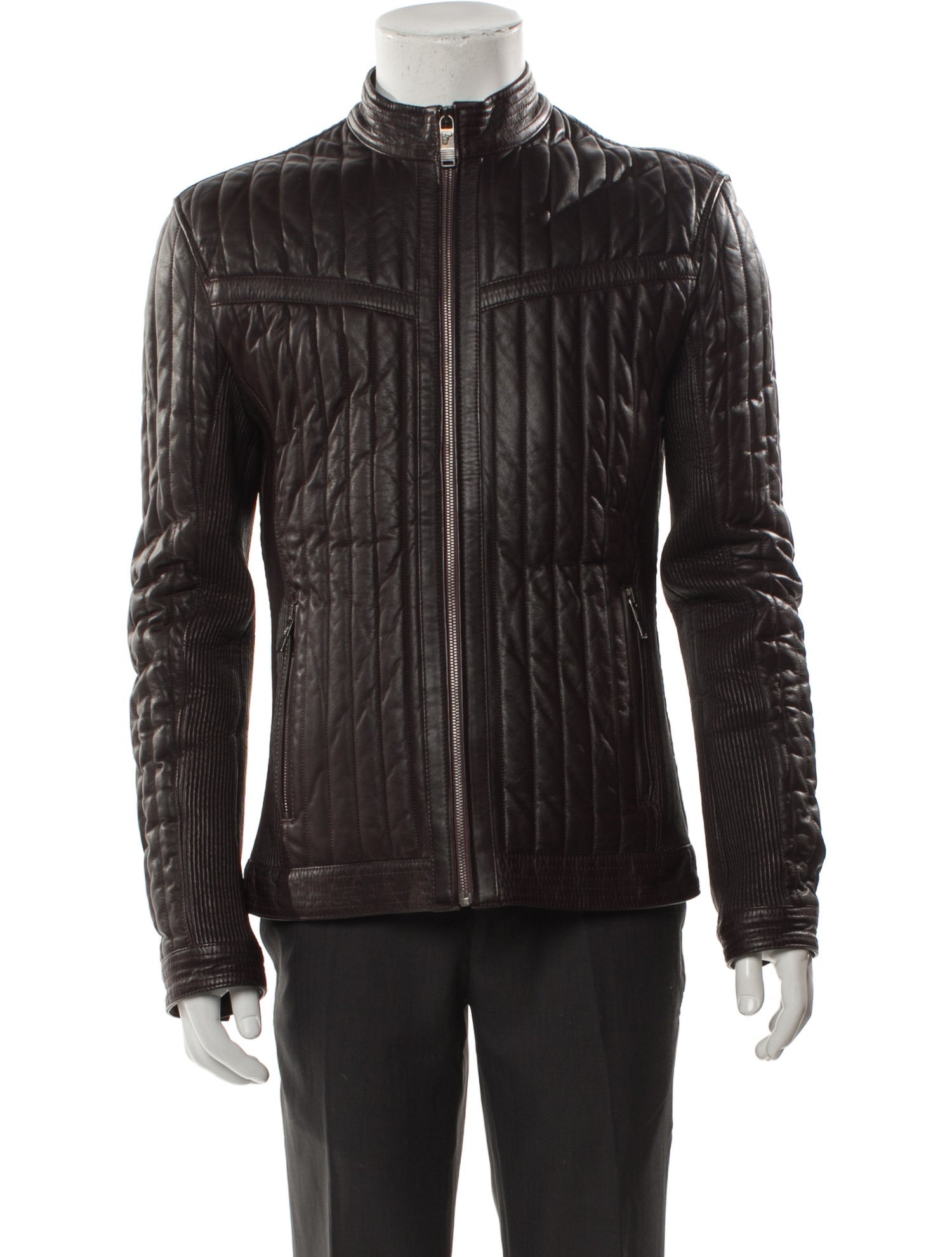 Versace Collection Calf Leather Moto Jacket