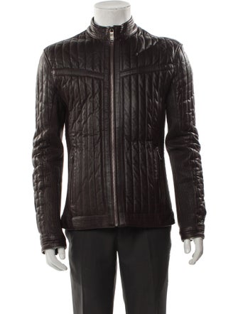 Versace Collection Calf Leather Moto Jacket