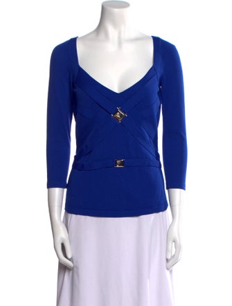 Versace Collection V-Neck Three-Quarter Sleeve Top
