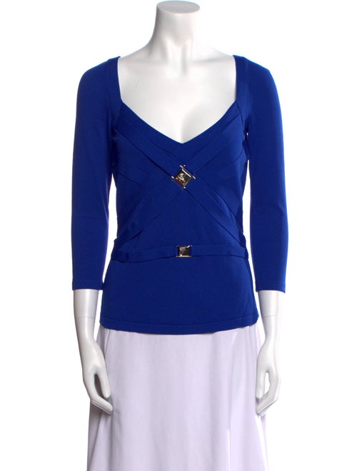 Versace Collection V-Neck Three-Quarter Sleeve Top