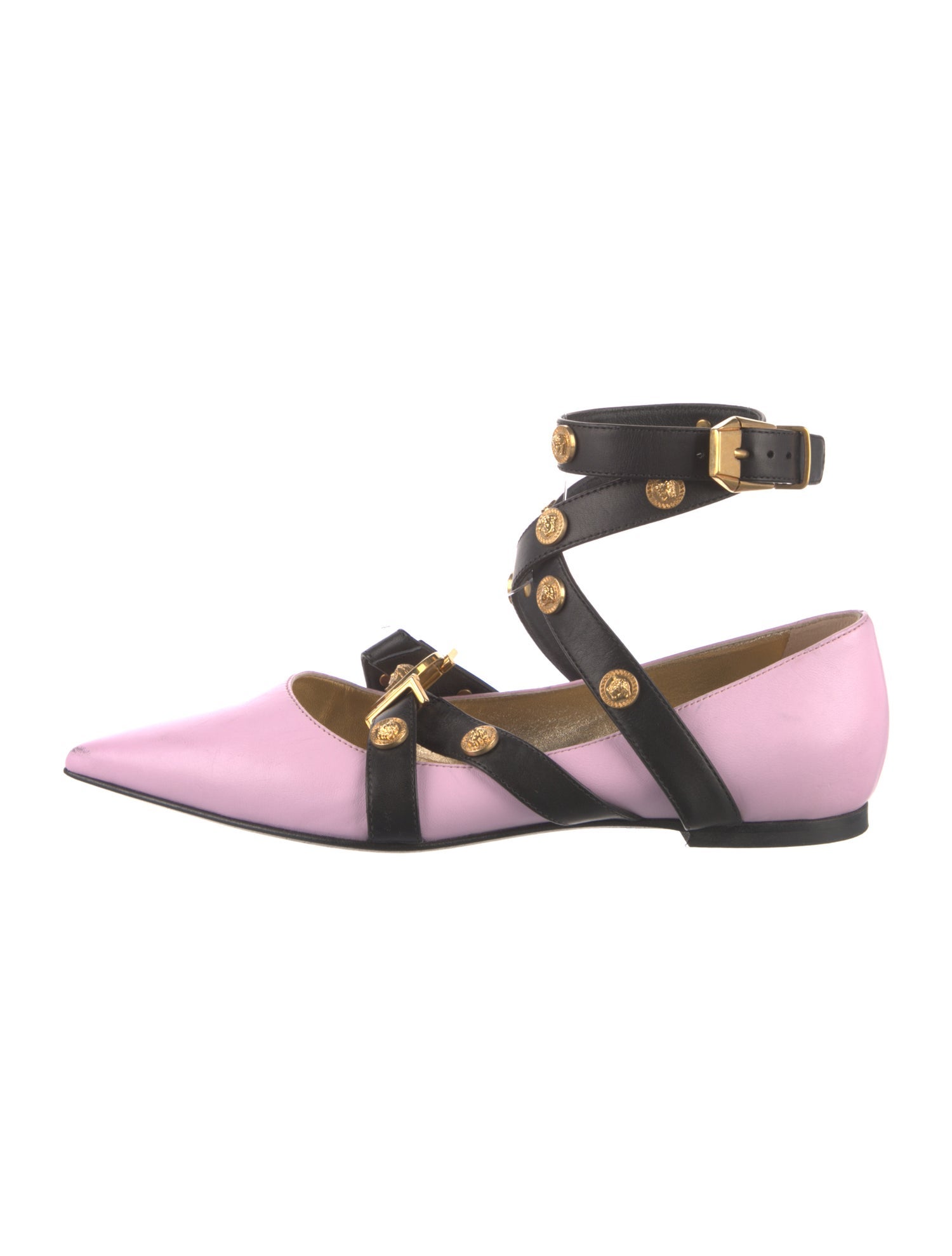 Versace Collection Leather Mary Jane Flats