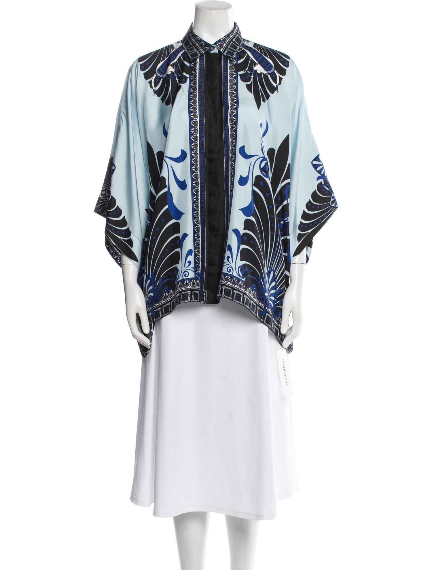 Versace Collection Silk Printed Button-Up Top