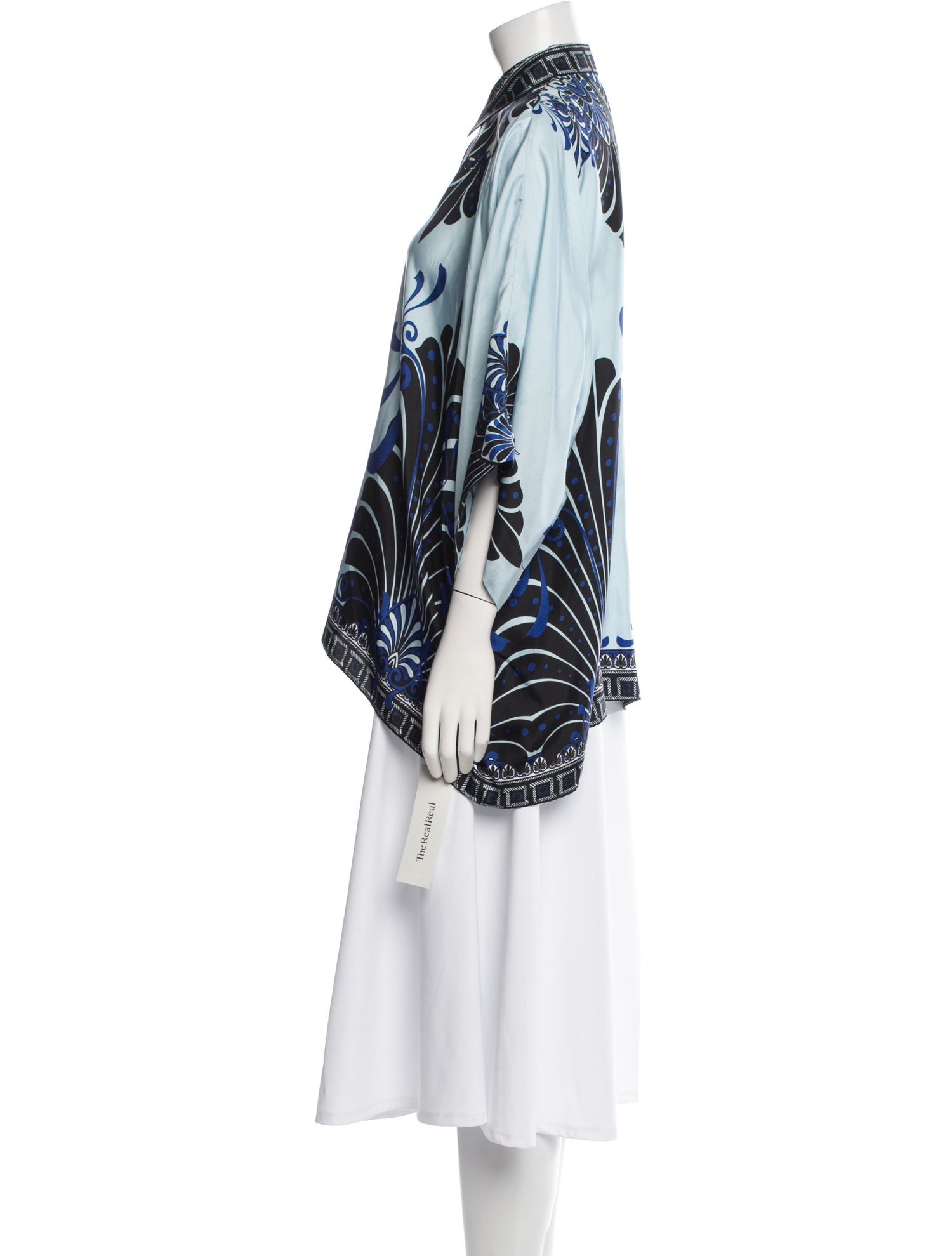 Versace Collection Silk Printed Button-Up Top