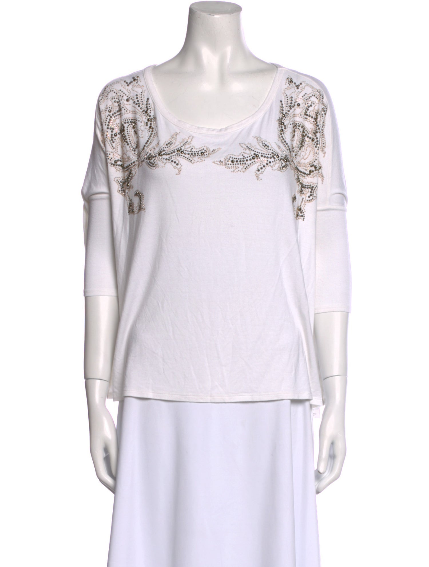 Versace Collection Scoop Neck Three-Quarter Sleeve Top