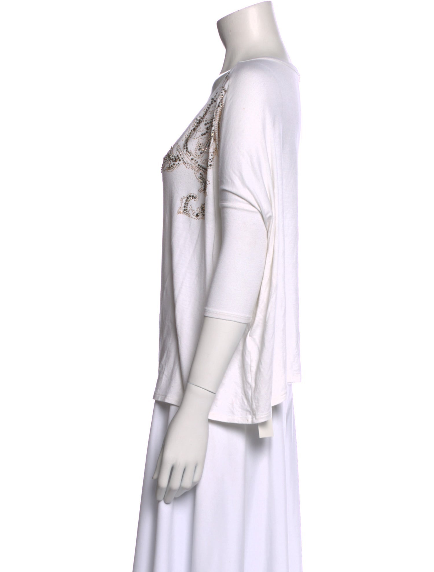 Versace Collection Scoop Neck Three-Quarter Sleeve Top