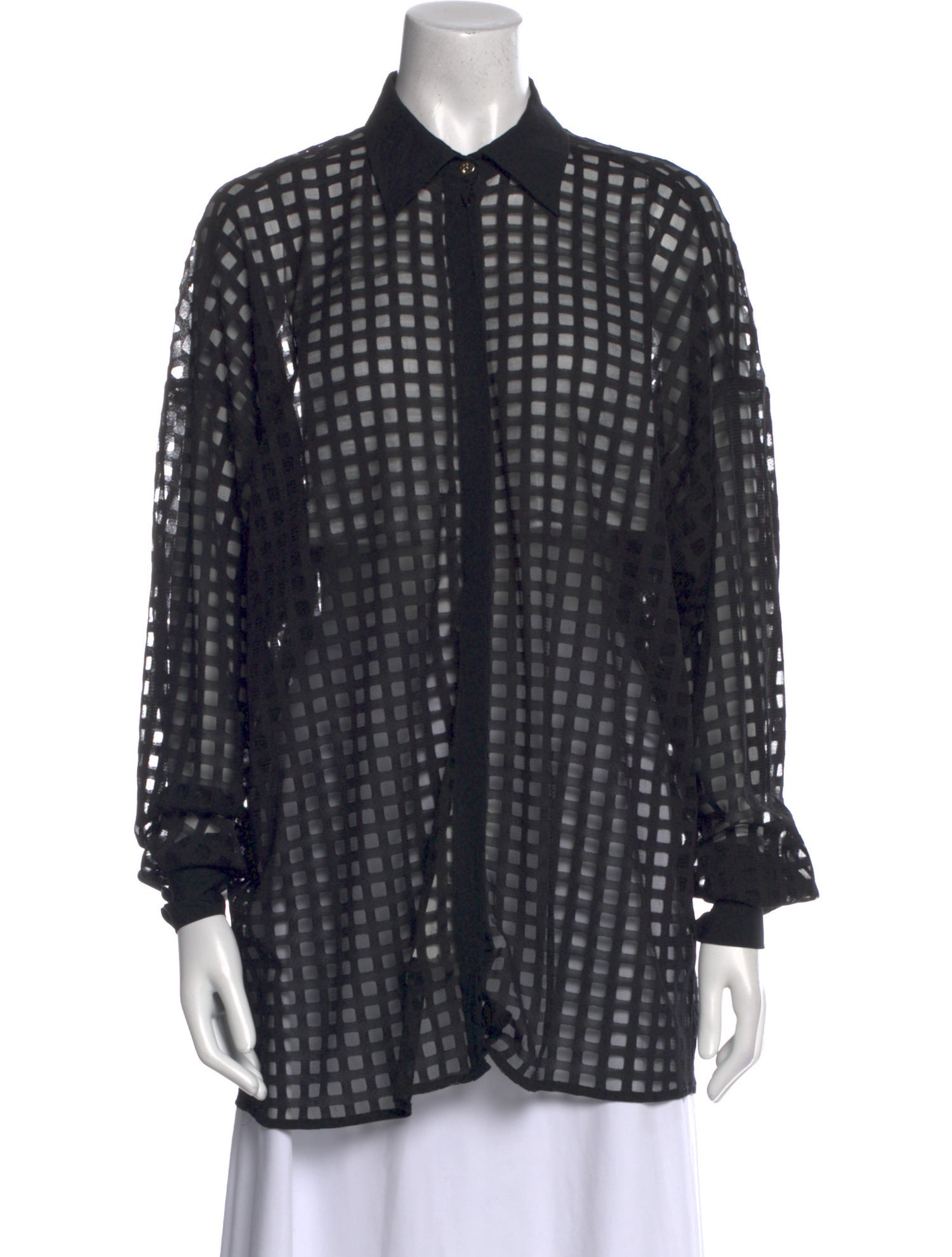 Versace Collection Printed Long Sleeve Button-Up Top