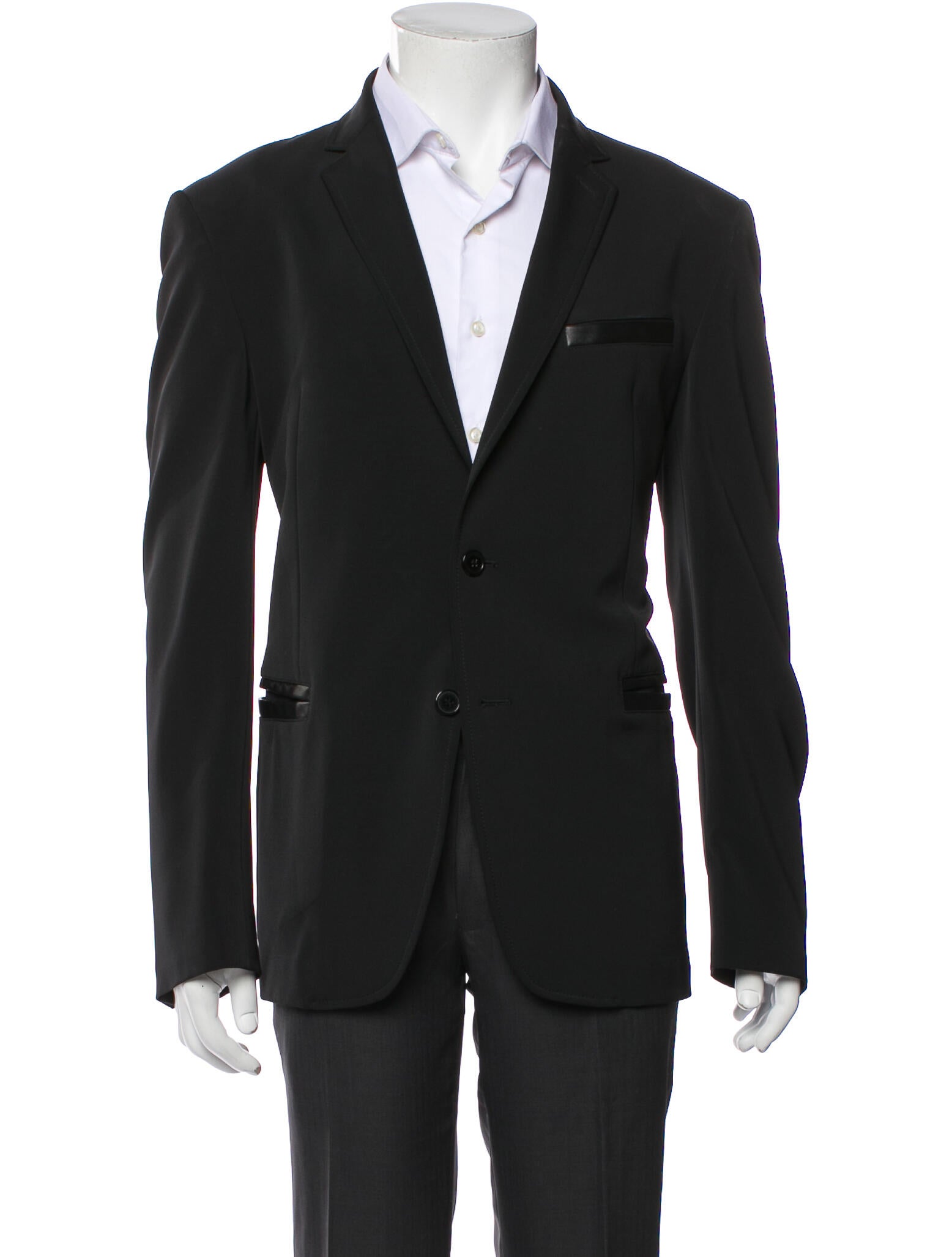 Versace Collection Leather Trim Embellishment Blazer