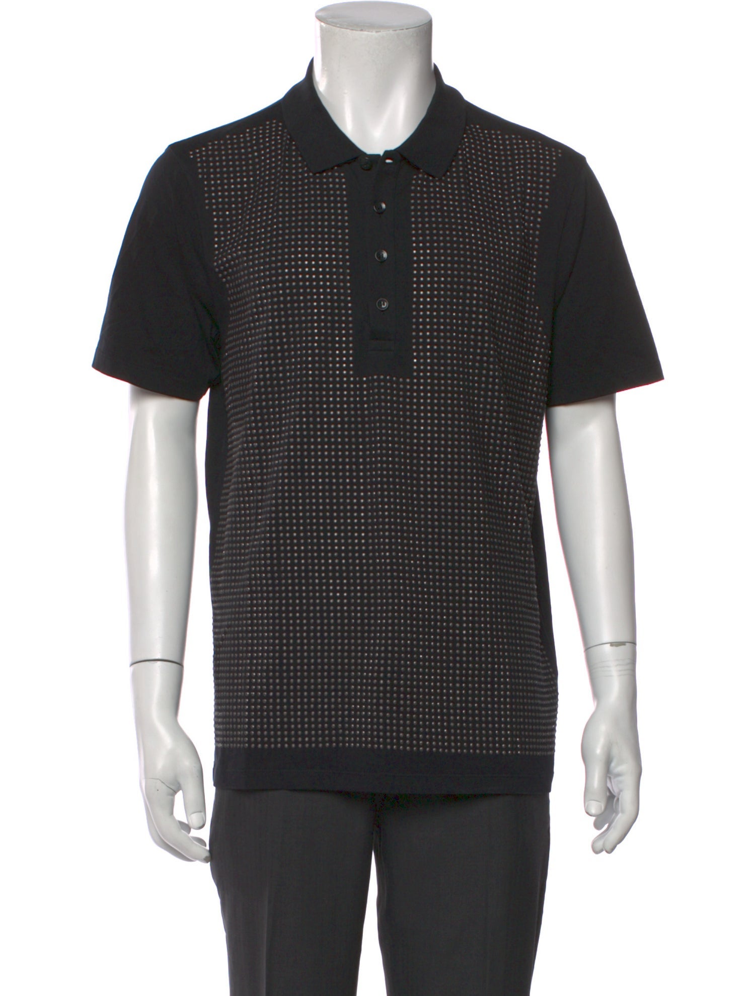 Versace Collection Greca Pattern V-Neck Polo Shirt