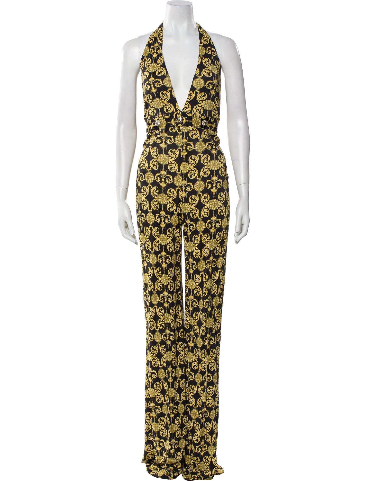 Versace Collection Printed Plunge Neckline Jumpsuit w/ Tags