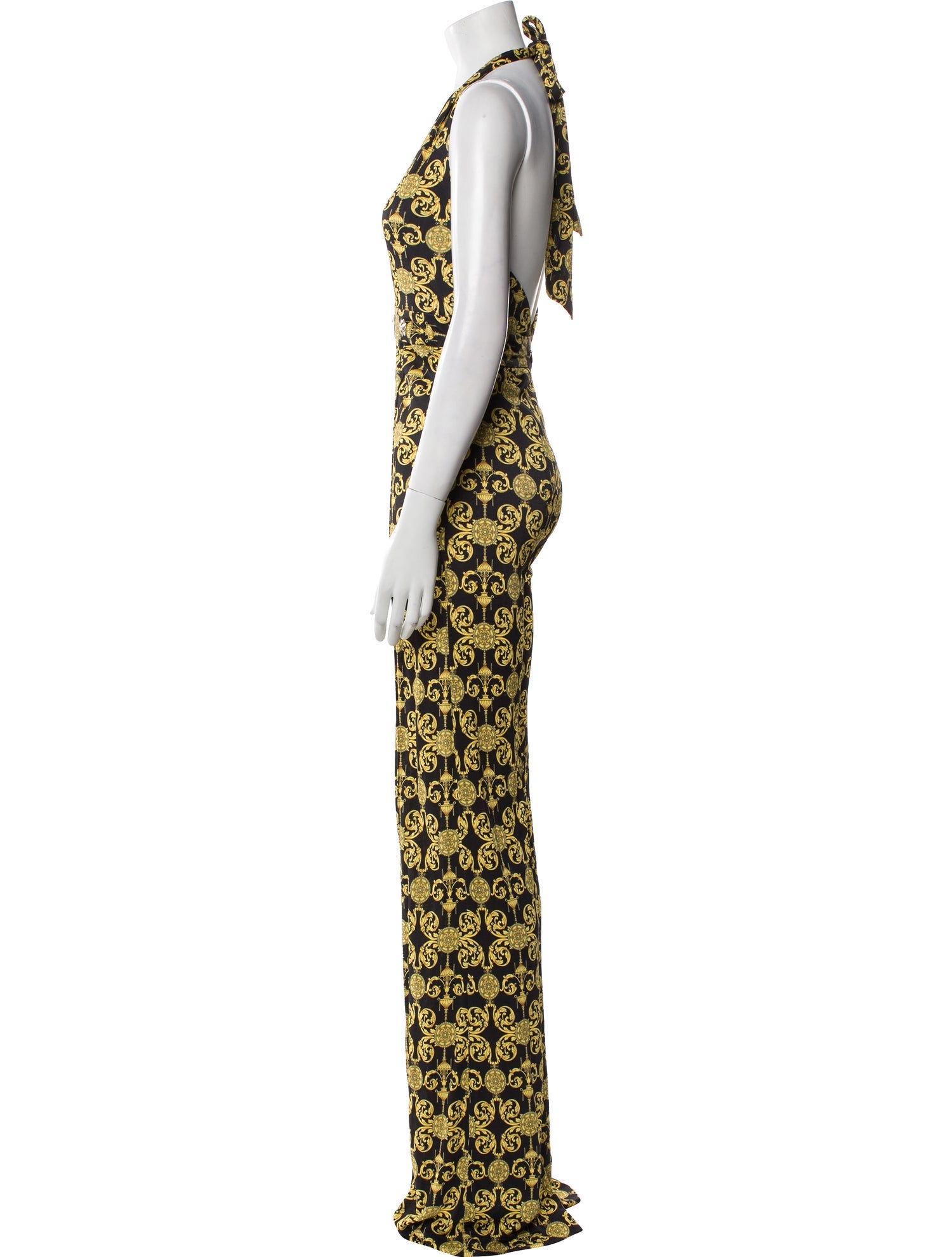 Versace Collection Printed Plunge Neckline Jumpsuit w/ Tags